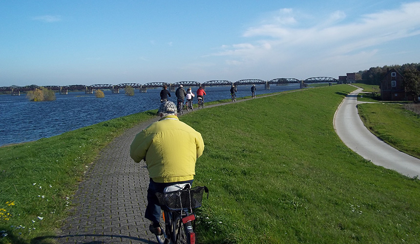 Radfahren oder Wandern an der Elbe